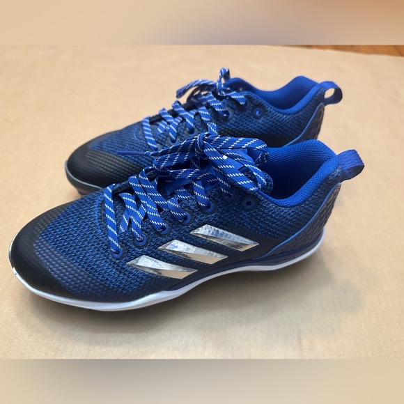 Adidas Women PowerAlley 5 Low Metal Fastpitch Softball Cleats - Blue - 8 - Picture 2 of 5